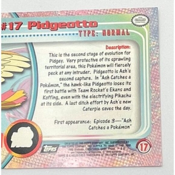 Pidgeotto Pokemon Card Topps #17 TV Animation Edition Series Black Logo - Picture 4 of 6